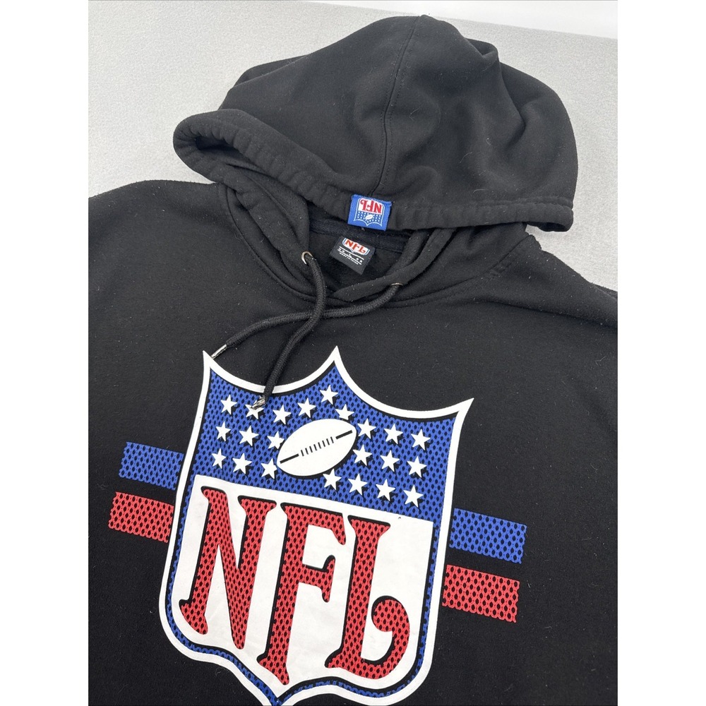 NFL Shield Logo Hoodie Sweatshirt Mens L Black Performance Pilling Snags
